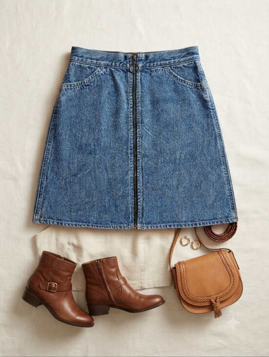 Levi's Dresses & Skirts - Levis Premium Orange Tab Zipper Front Denim Skirt